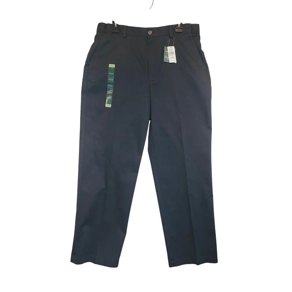 LL Bean Mens Double L Chino Comfort Waist Navy Blue Pants 34x29 245698 NEW